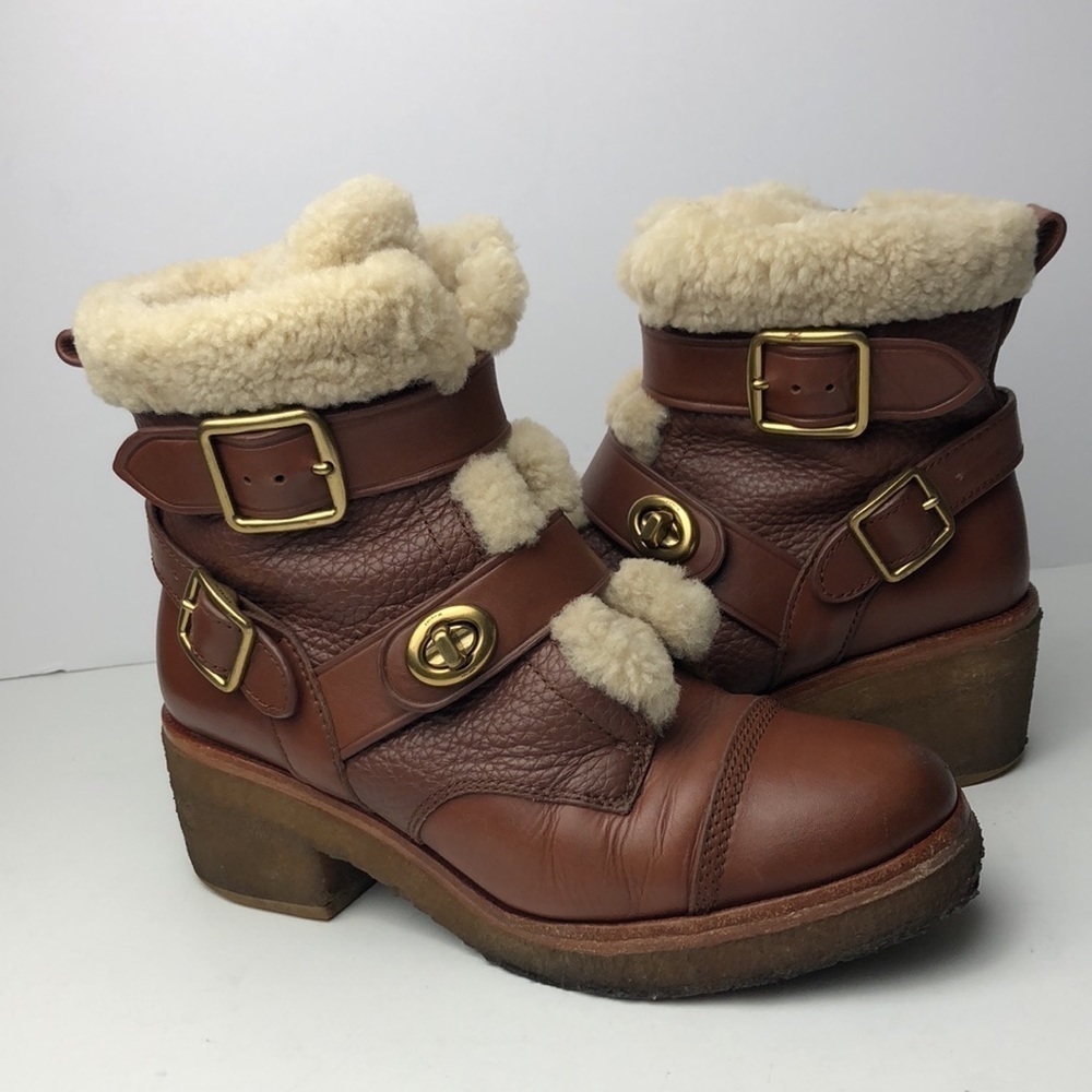 Coach Preston Brown Leather Ankle Boots 6.5 - Picture 2 of 16